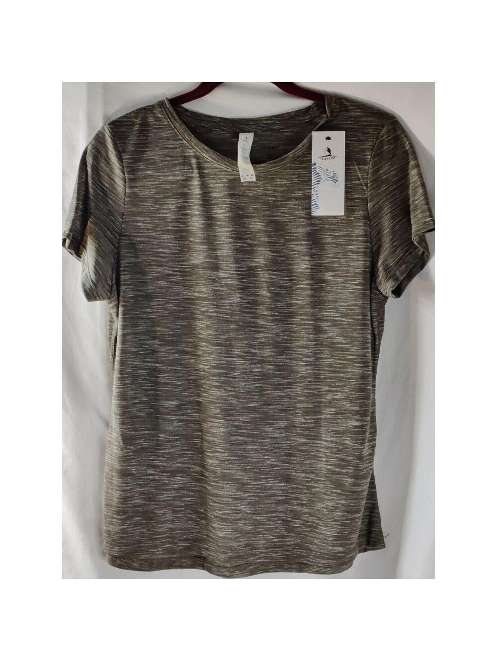 Icyzone Womens Short Sleeve Athletic T-Shirt Round Neck Pullover Gray Size Large